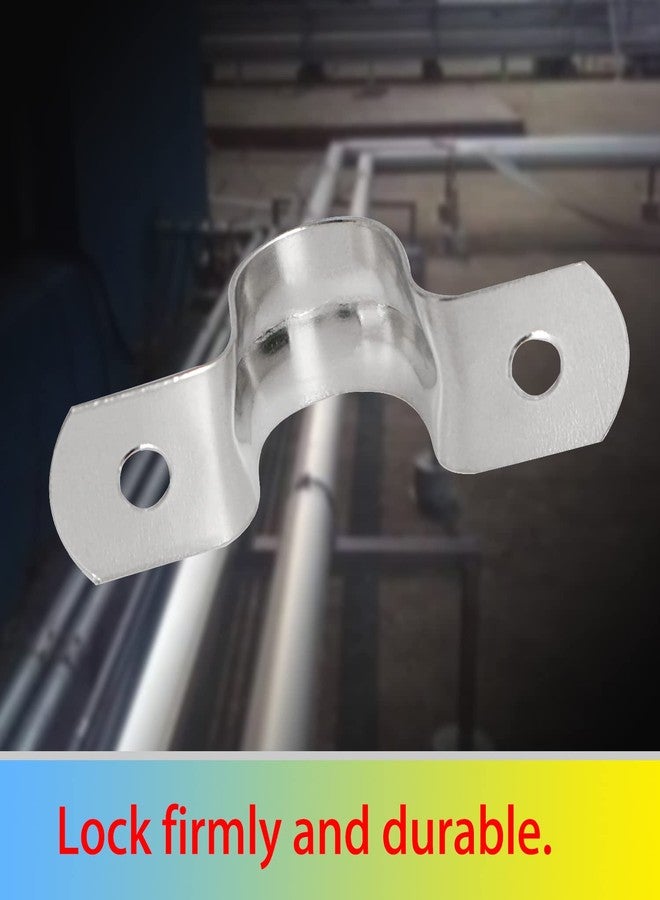 Aopin 20mm Rigid Pipe Strap Clamp 2 Holes Strap U Bracket Tube Strap Tension Clips 201 Stainless Steel, for Pipe Fixing, Silver, 100Pcs - Image 3